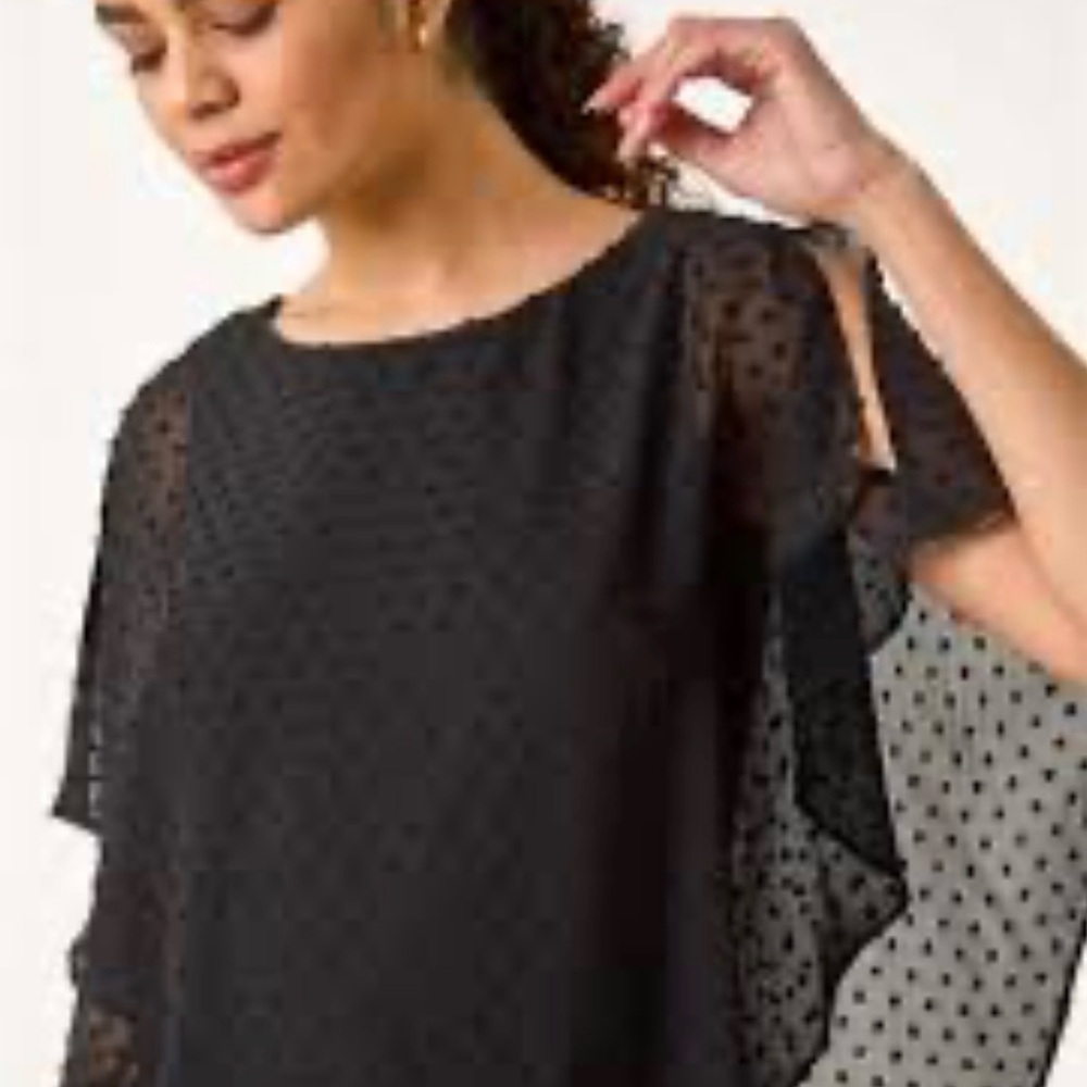 New and Elegant Black Sheer Women's Top with wide sleeves size S